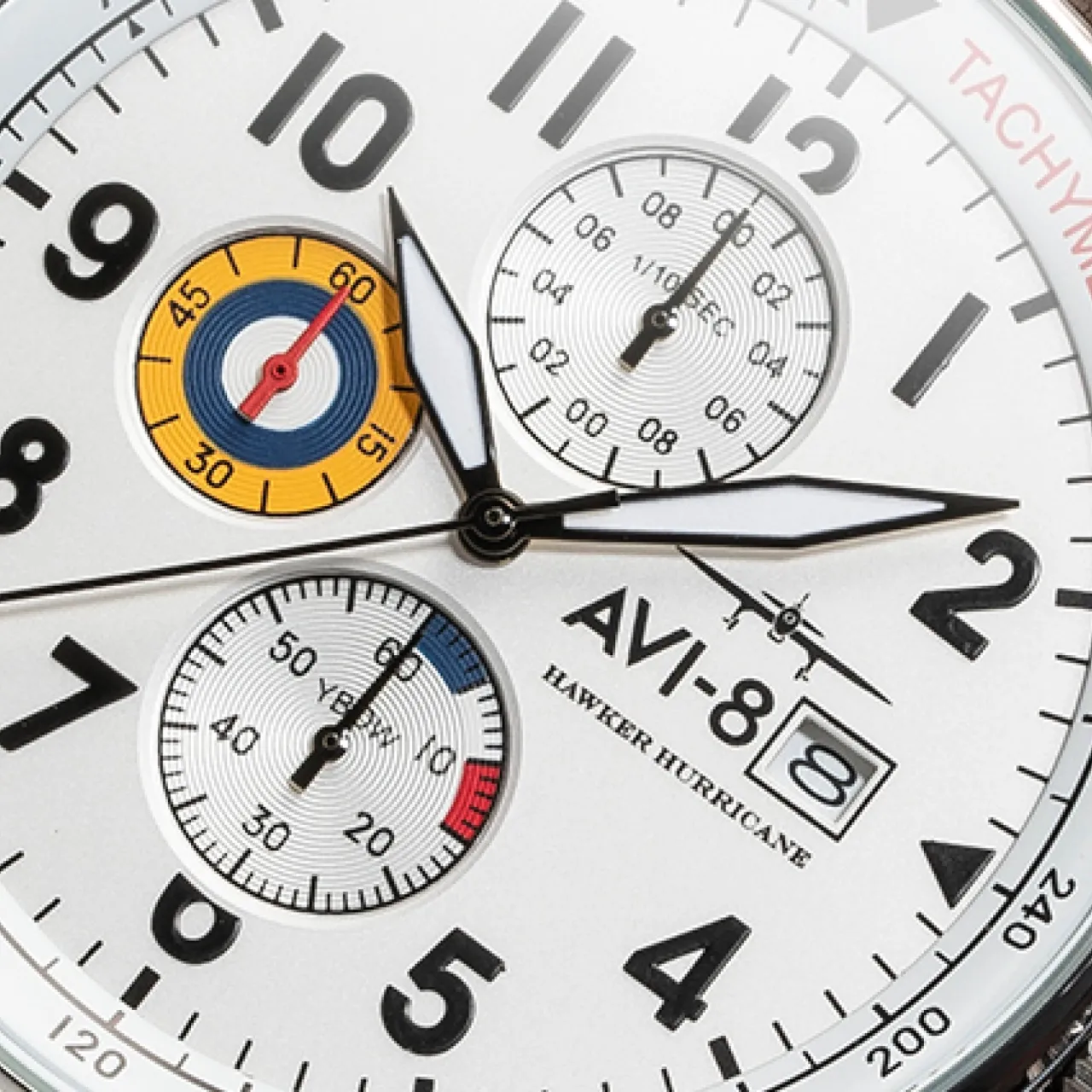 AVI-8 Hawker Hurricane Classic Chronograph White AV401101 detay görseli 5