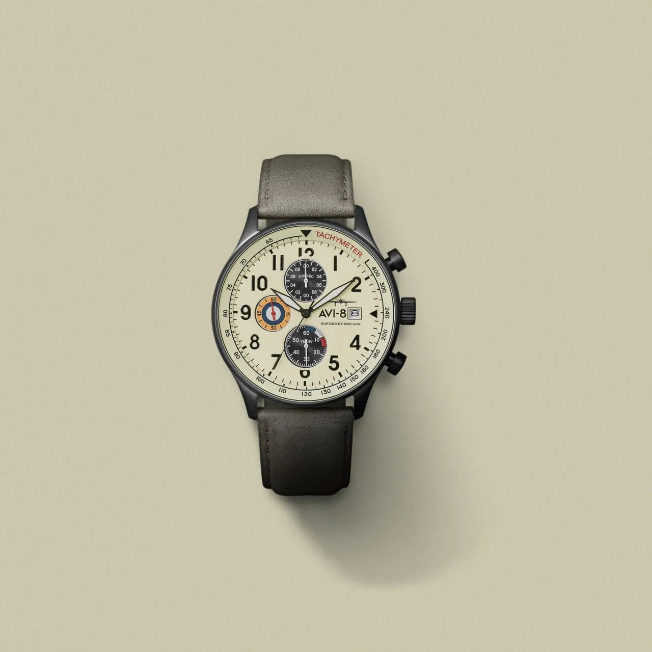 AVI-8 Hawker Hurricane Classic Chronograph Cream Beige AV40110C detay görseli 4