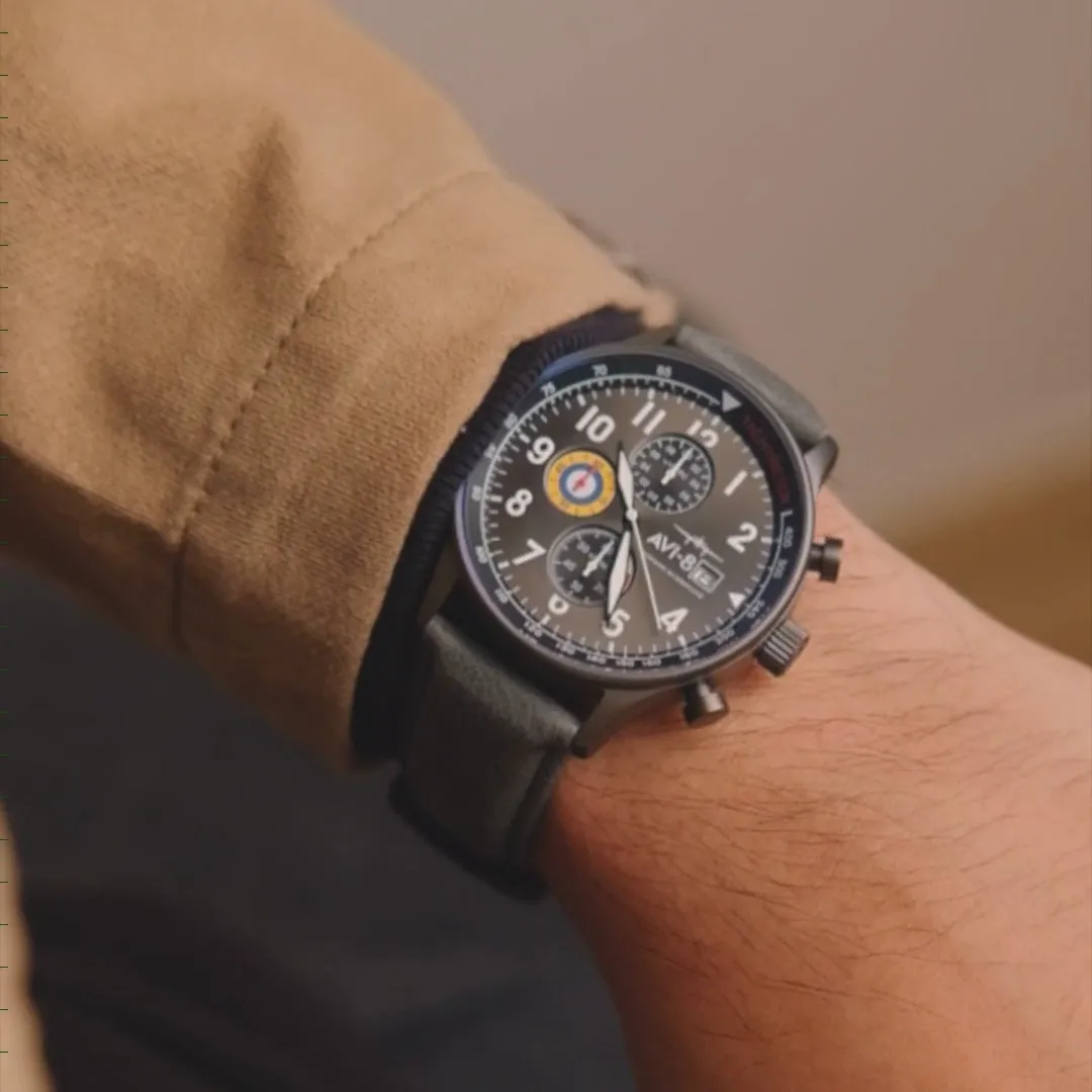 AVI-8 Hawker Hurricane Classic Chronograph Military Green AV40110D detay görseli 1