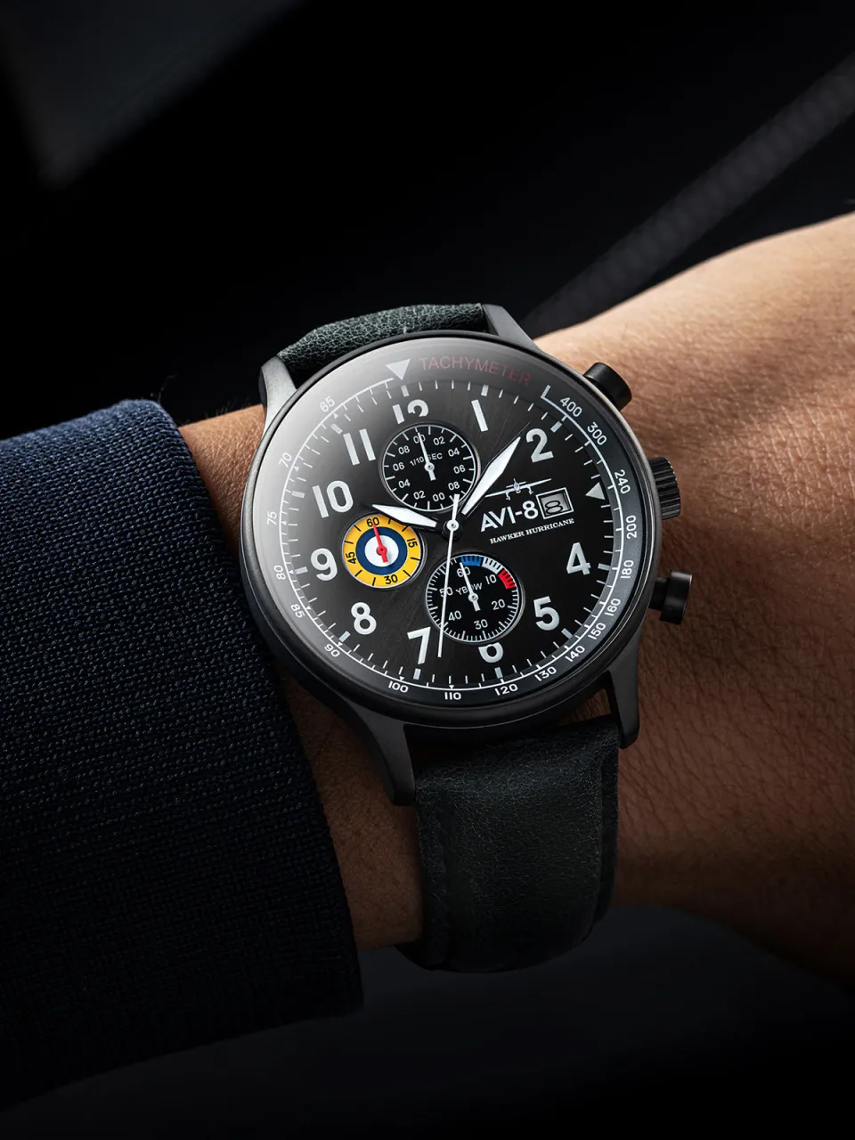 AVI-8 Hawker Hurricane Classic Chronograph Military Green AV40110D detay görseli 2