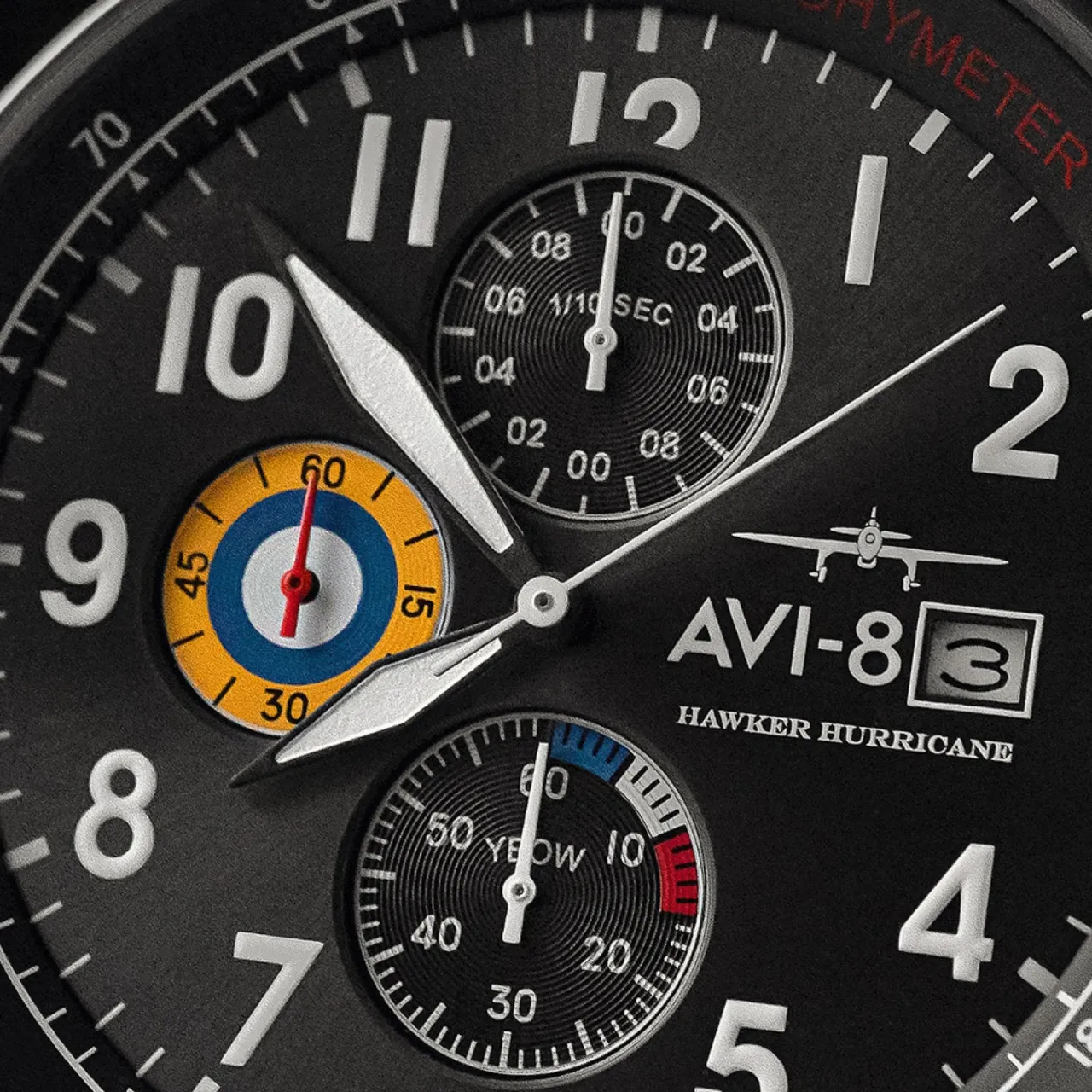 AVI-8 Hawker Hurricane Classic Chronograph Military Green AV40110D detay görseli 5