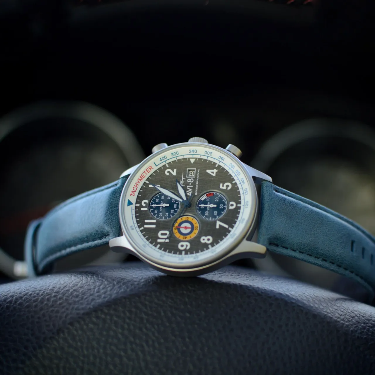 AVI-8 Hawker Hurricane Classic Chronograph Pennant Blue AV40110F detay görseli 5