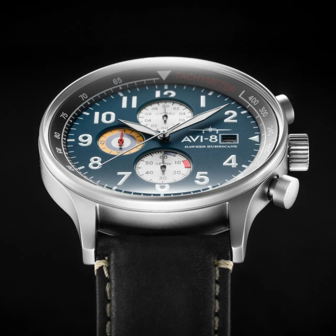 AVI-8 Hawker Hurricane Classic Chronograph Midnight Black AV40110I detay görseli 3
