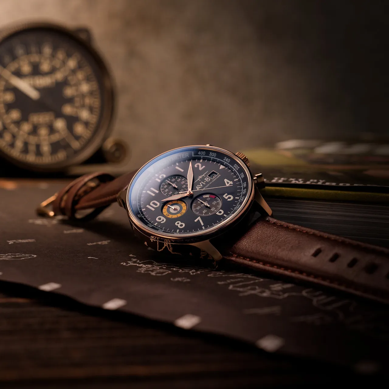 AVI-8 Hawker Hurricane Classic Chronograph Blue AV40110O detay görseli 2