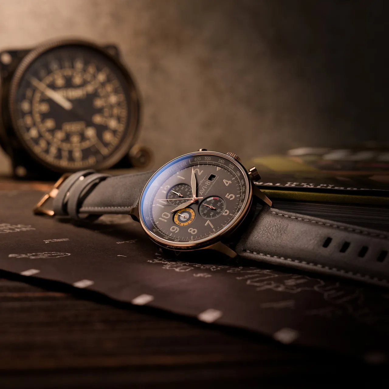 AVI-8 Hawker Hurricane Classic Chronograph Grey AV40110P detay görseli 2