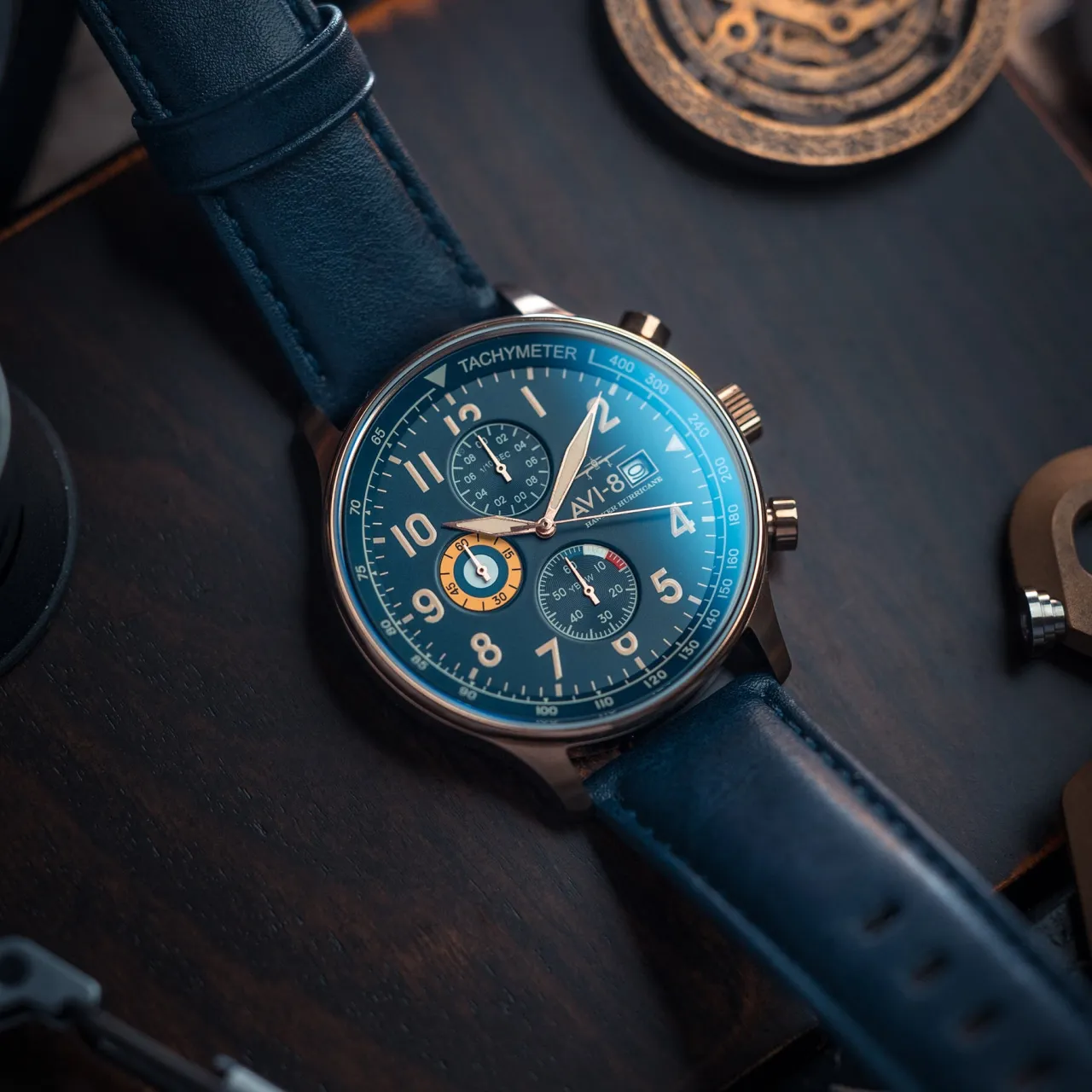 AVI-8 Hawker Hurricane Classic Chronograph Blue AV40110Q detay görseli 4
