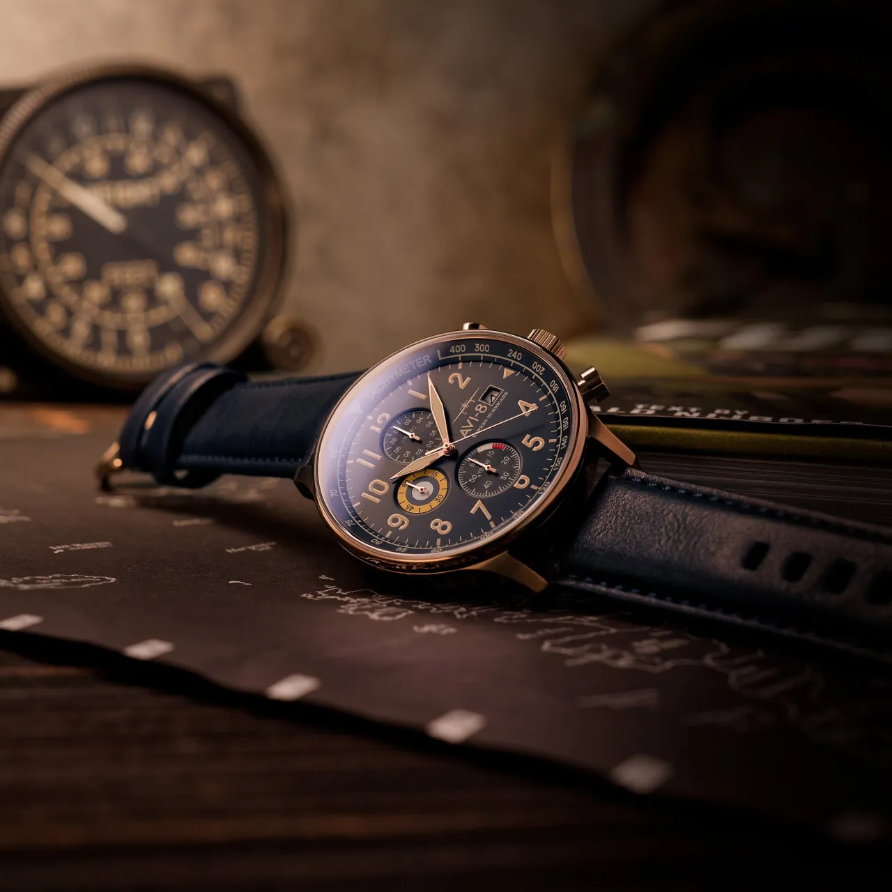 AVI-8 Hawker Hurricane Classic Chronograph Blue AV40110Q detay görseli 5