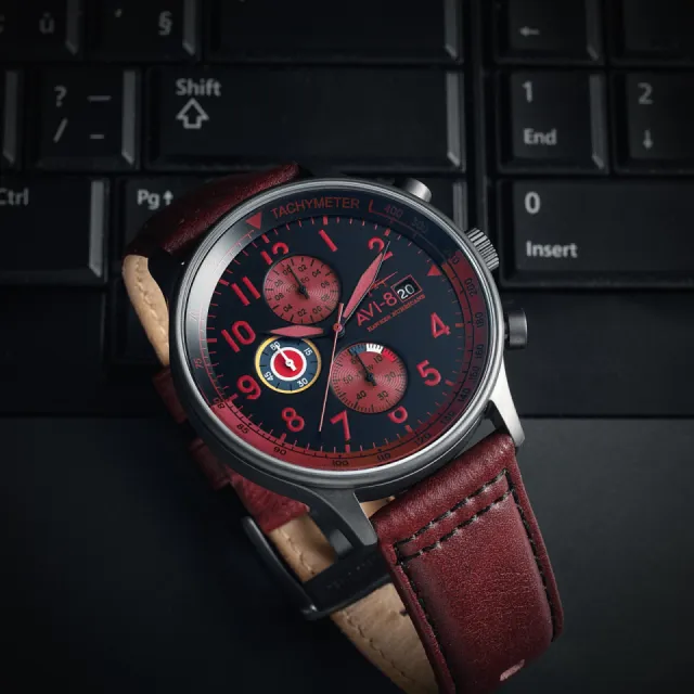 AVI-8 Hawker Hurricane Classic Chronograph Blood Red AV40110S Görsel 10