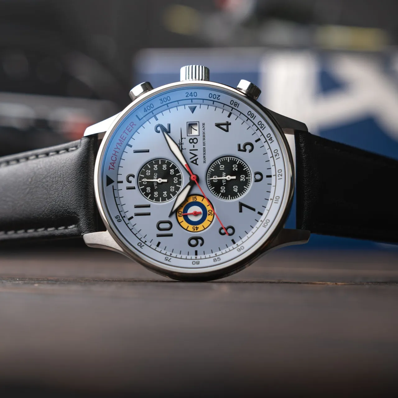 AVI-8 Hawker Hurricane Classic Chronograph Faded Blue AV40110V detay görseli 4