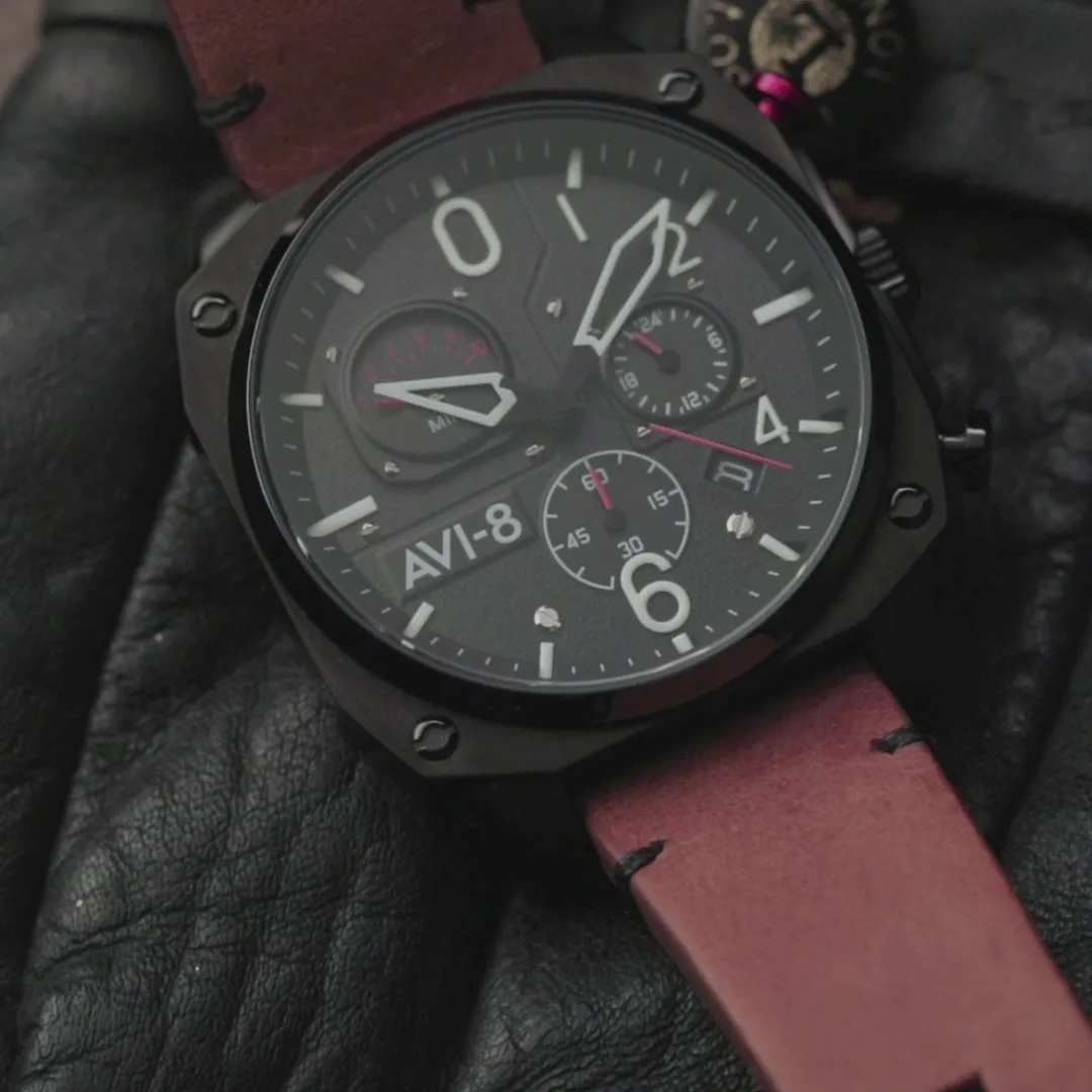 Avi-8 Hawker Hunter Retrograde Chronograph Charcoal Ember Brown AV405202 detay görseli 1