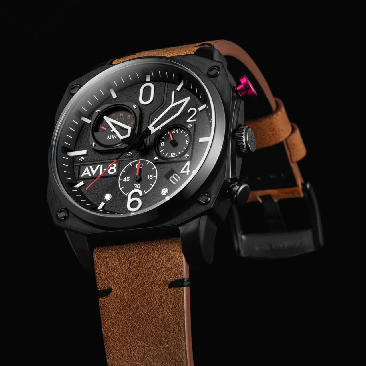 Avi-8 Hawker Hunter Retrograde Chronograph Charcoal Ember Brown AV405202 detay görseli 2
