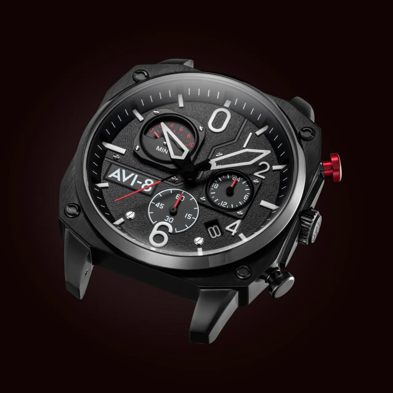 Avi-8 Hawker Hunter Retrograde Chronograph Charcoal Ember Brown AV405202 detay görseli 5