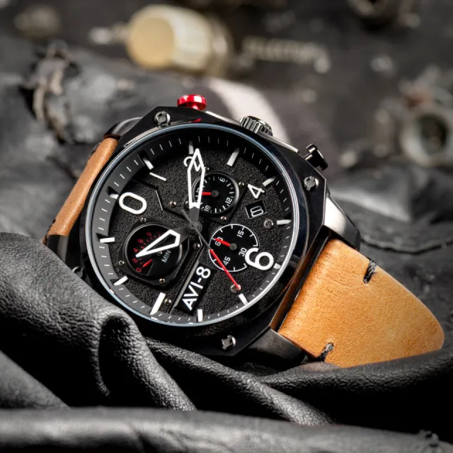 Avi-8 Hawker Hunter Retrograde Chronograph Charcoal Ember Brown AV405202 Görsel 8