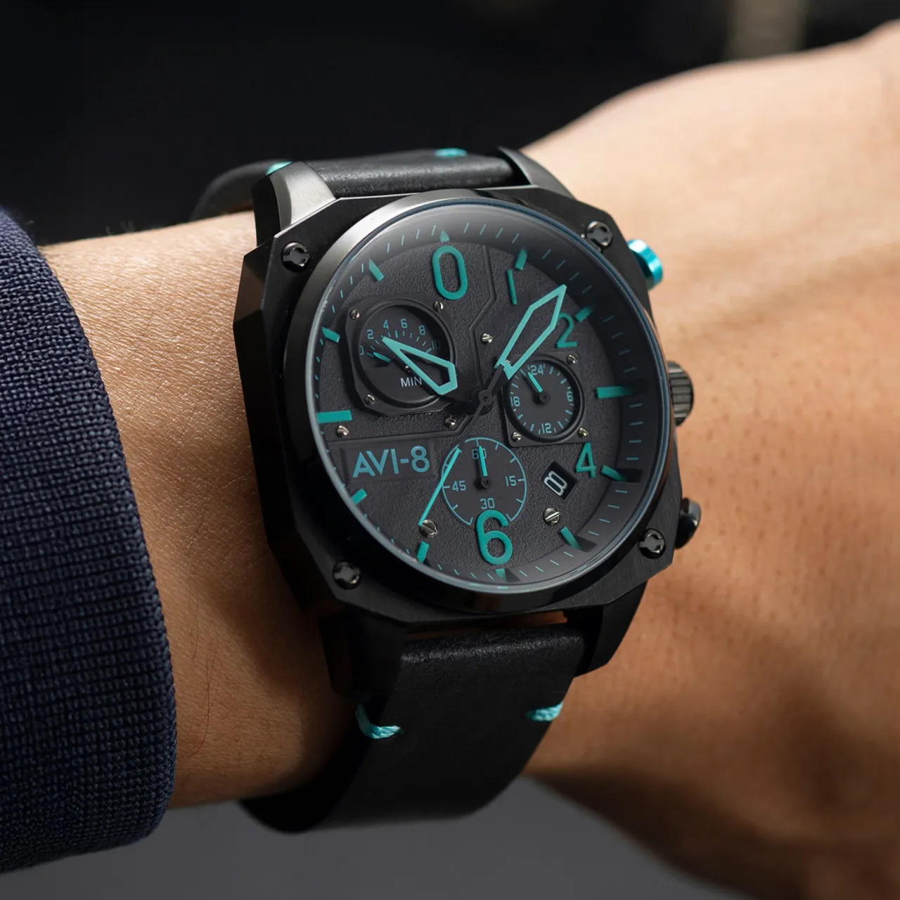 AVI-8 Hawker Hunter Retrograde Chronograph Blue Diamond AV405205 detay görseli 2