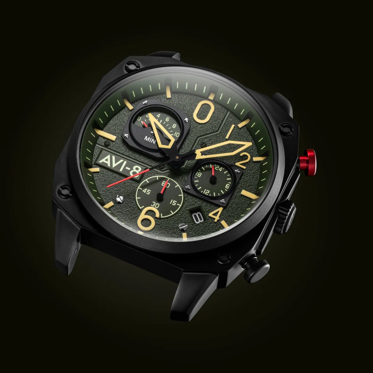 AVI-8 Hawker Hunter Retrograde Chronograph Deep Green Black AV405208 detay görseli 5