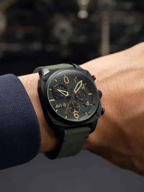 AVI-8 Hawker Hunter Retrograde Chronograph Deep Green Black AV405208 Görsel 3