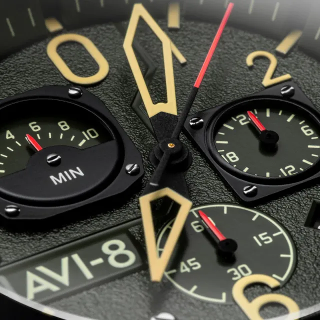 AVI-8 Hawker Hunter Retrograde Chronograph Deep Green Black AV405208 Görsel 7