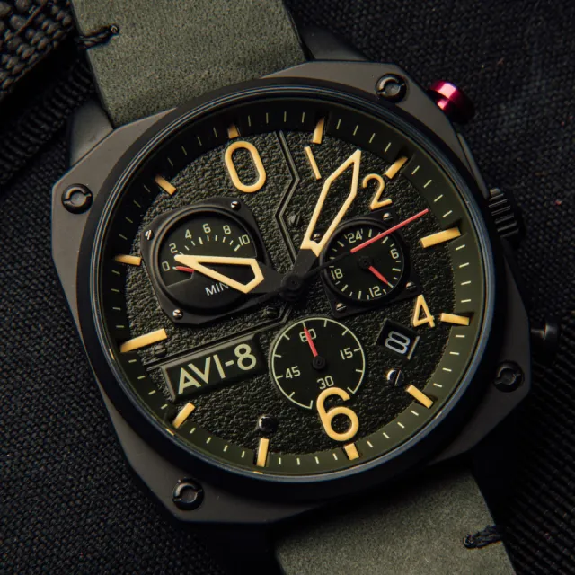 AVI-8 Hawker Hunter Retrograde Chronograph Deep Green Black AV405208 Görsel 8