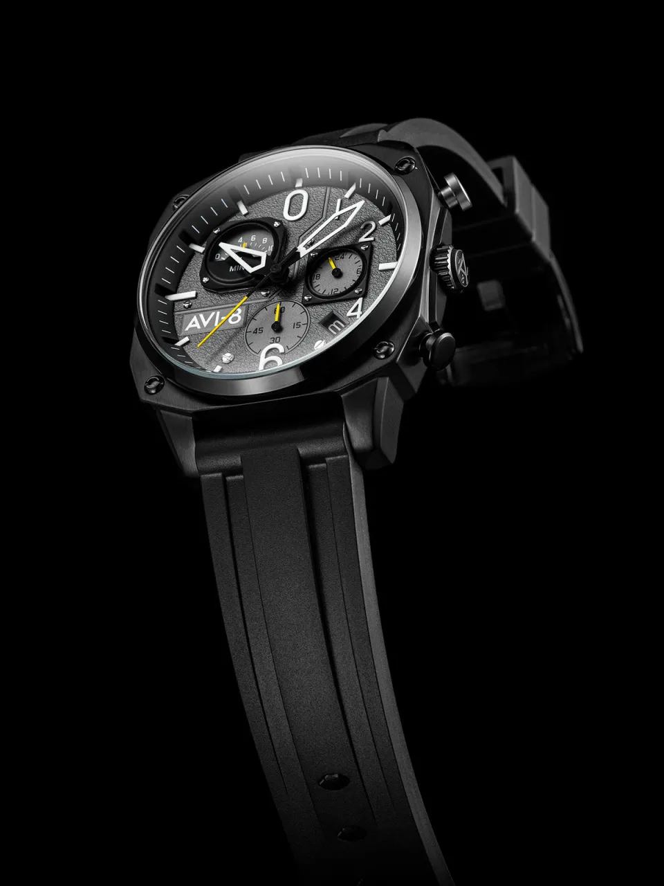 AVI-8 Hawker Hunter Retrograde Chronograph Tactical Black AV4052R1 detay görseli 3