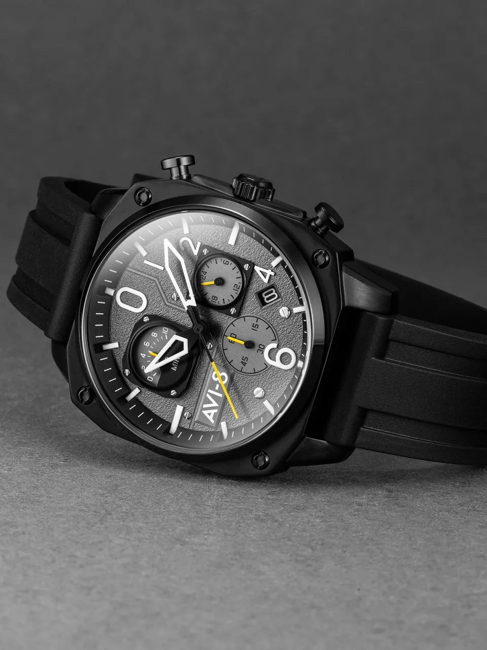 AVI-8 Hawker Hunter Retrograde Chronograph Tactical Black AV4052R1 detay görseli 4