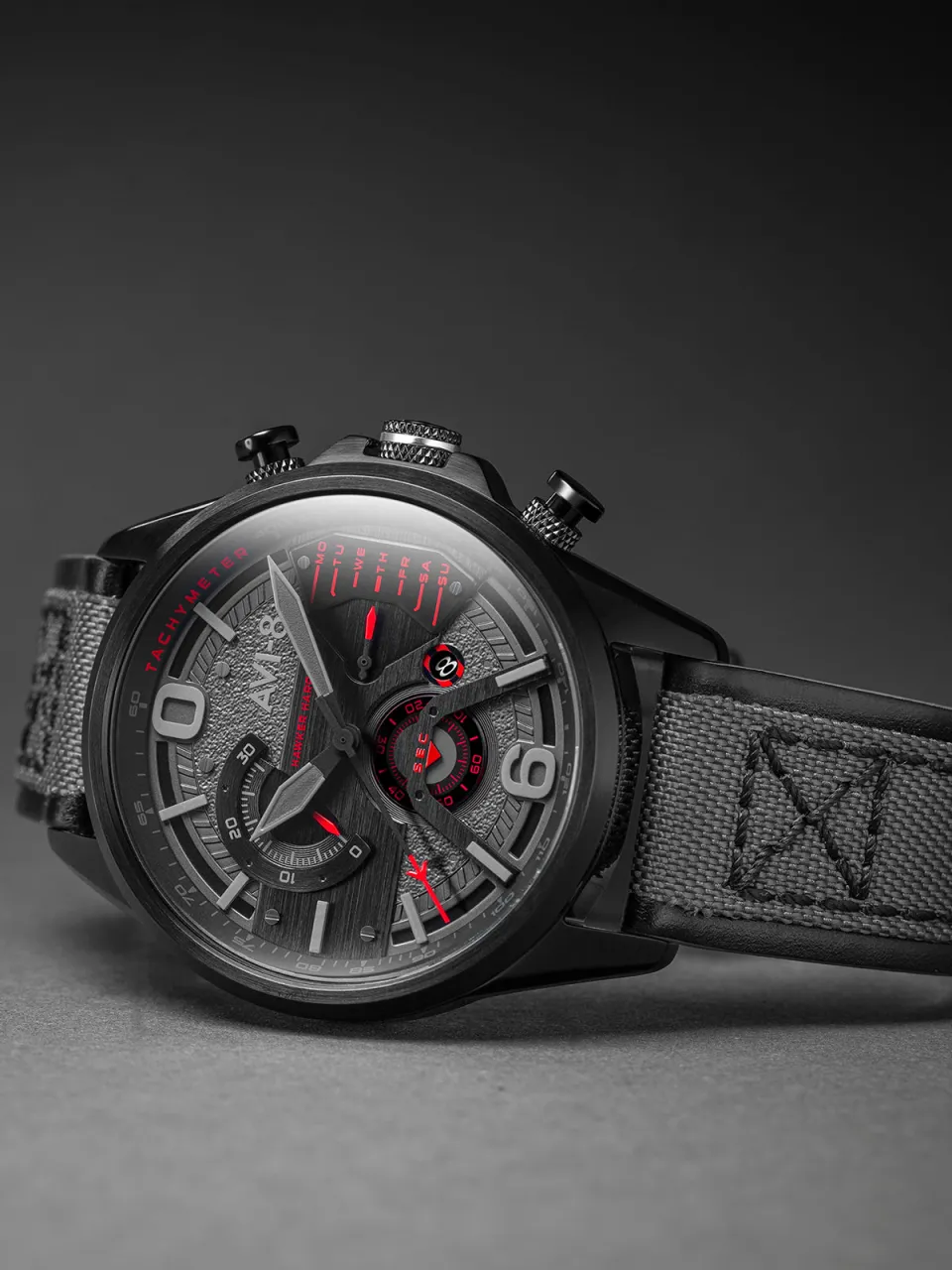 AVI-8 Hawker Harrier Dual Retrograde Chronograph Stealth Black AV405605 detay görseli 3