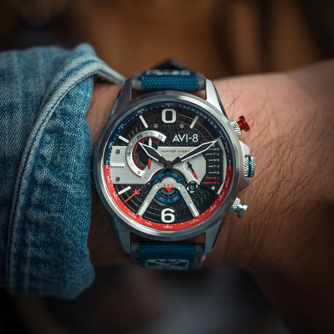 AVI-8 Hawker Harrier Dual Retrograde Chronograph Black AV405609 detay görseli 2