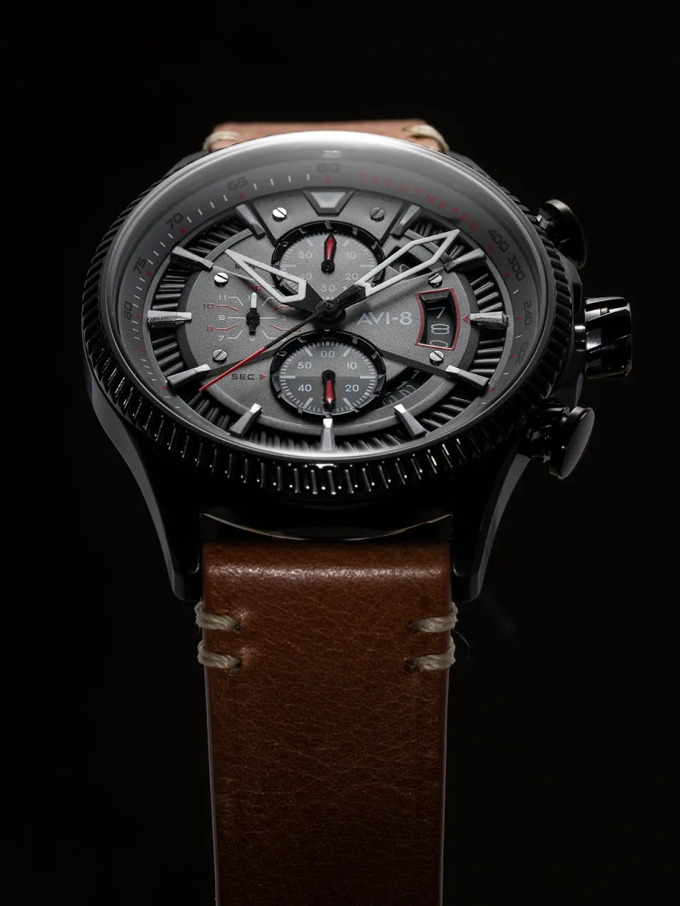 AVI-8 Hawker Hunter Avon Chronograph Scarlet Black Brown AV406403 detay görseli 3
