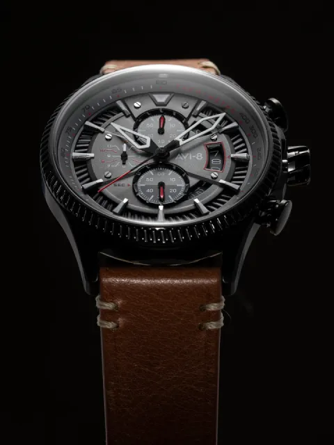 AVI-8 Hawker Hunter Avon Chronograph Scarlet Black Brown AV406403 Görsel 4
