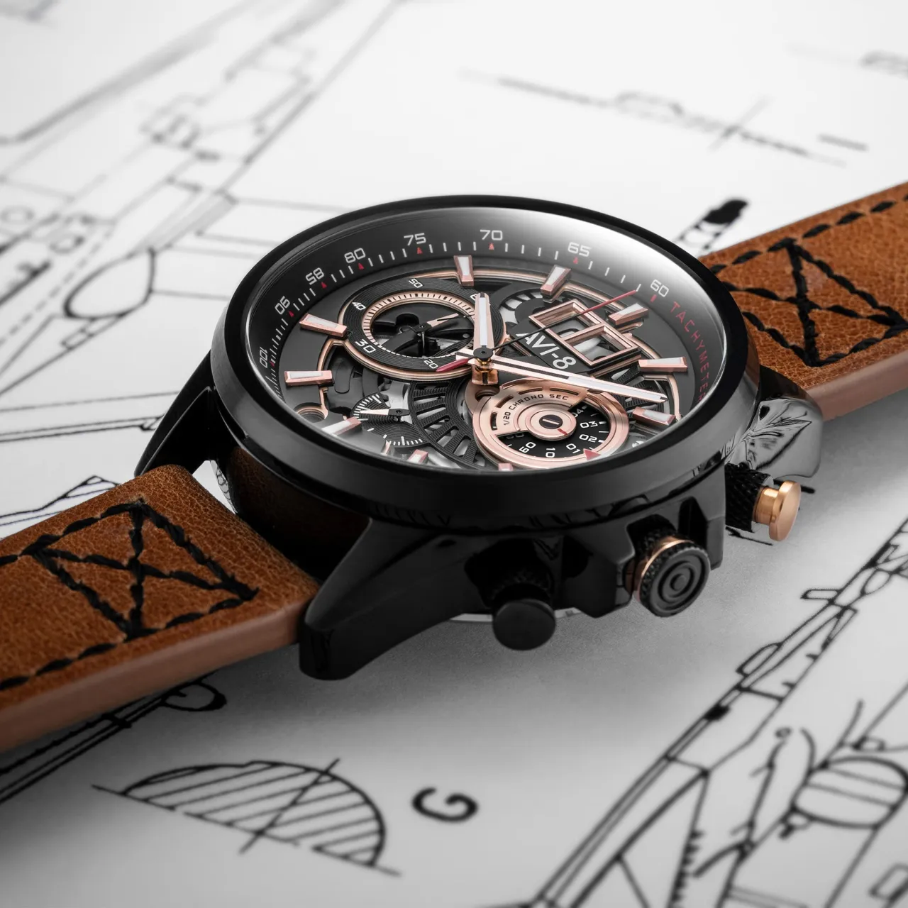 AVI-8 Hawker Harrier Matador Chronograph Bronze Carbon AV406503 detay görseli 4