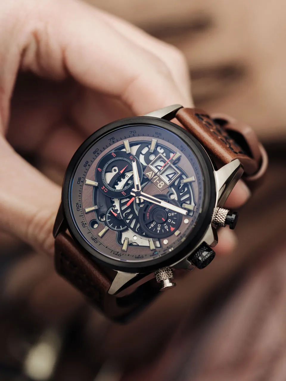 AVI-8 Hawker Harrier Matador Chronograph Brown AV406506 detay görseli 2