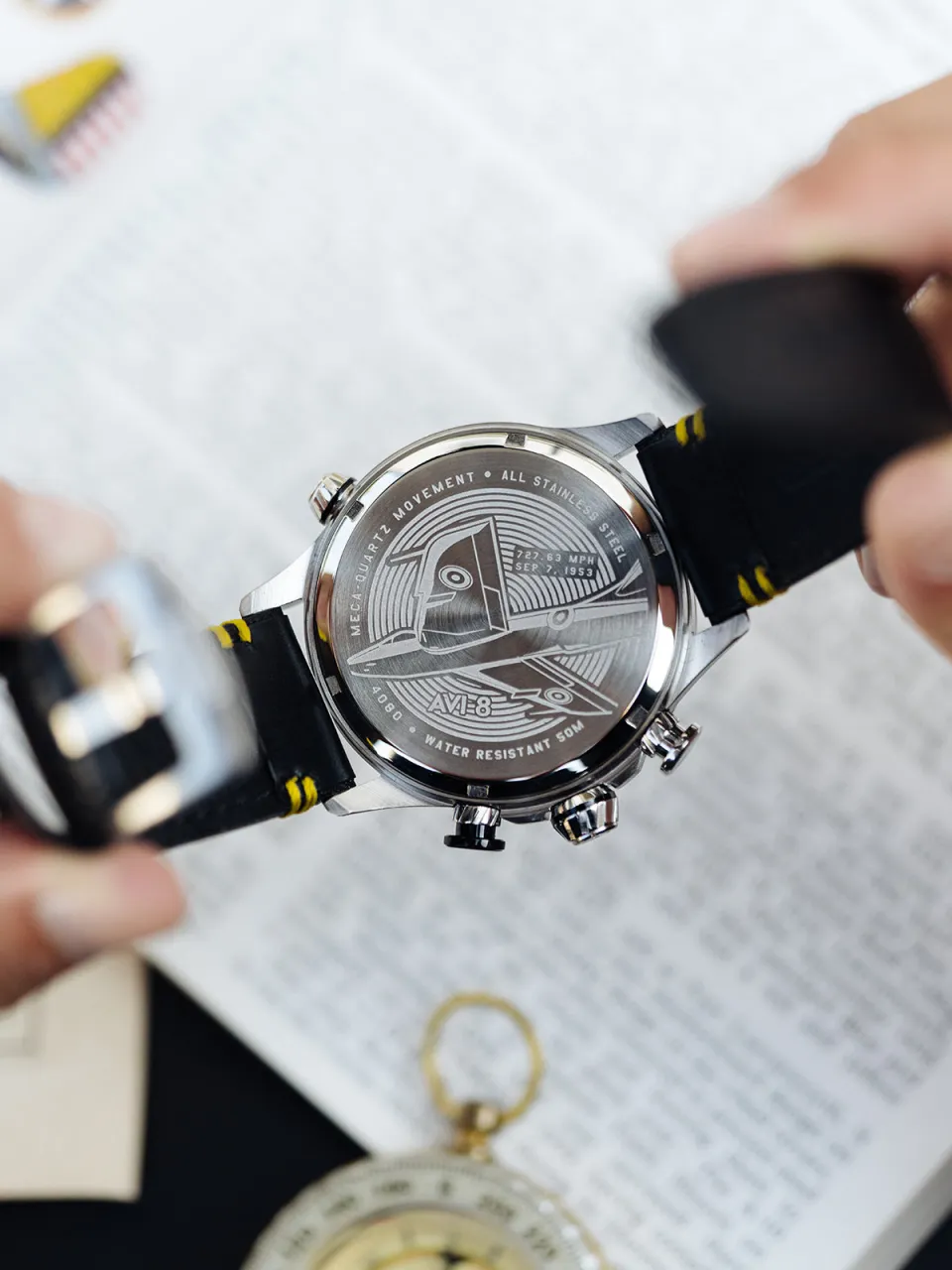 AVI-8 Hawker Hunter Duke Meca-Quartz Chronograph Black AV408001 detay görseli 3