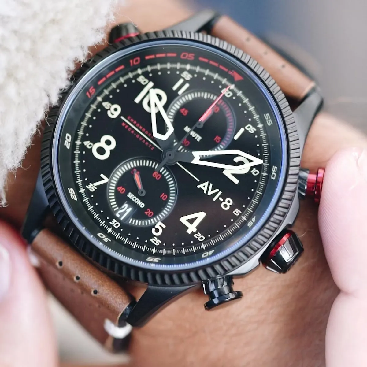 AVI-8 Hawker Hunter Duke Meca-Quartz Chronograph Black AV408004 detay görseli 1