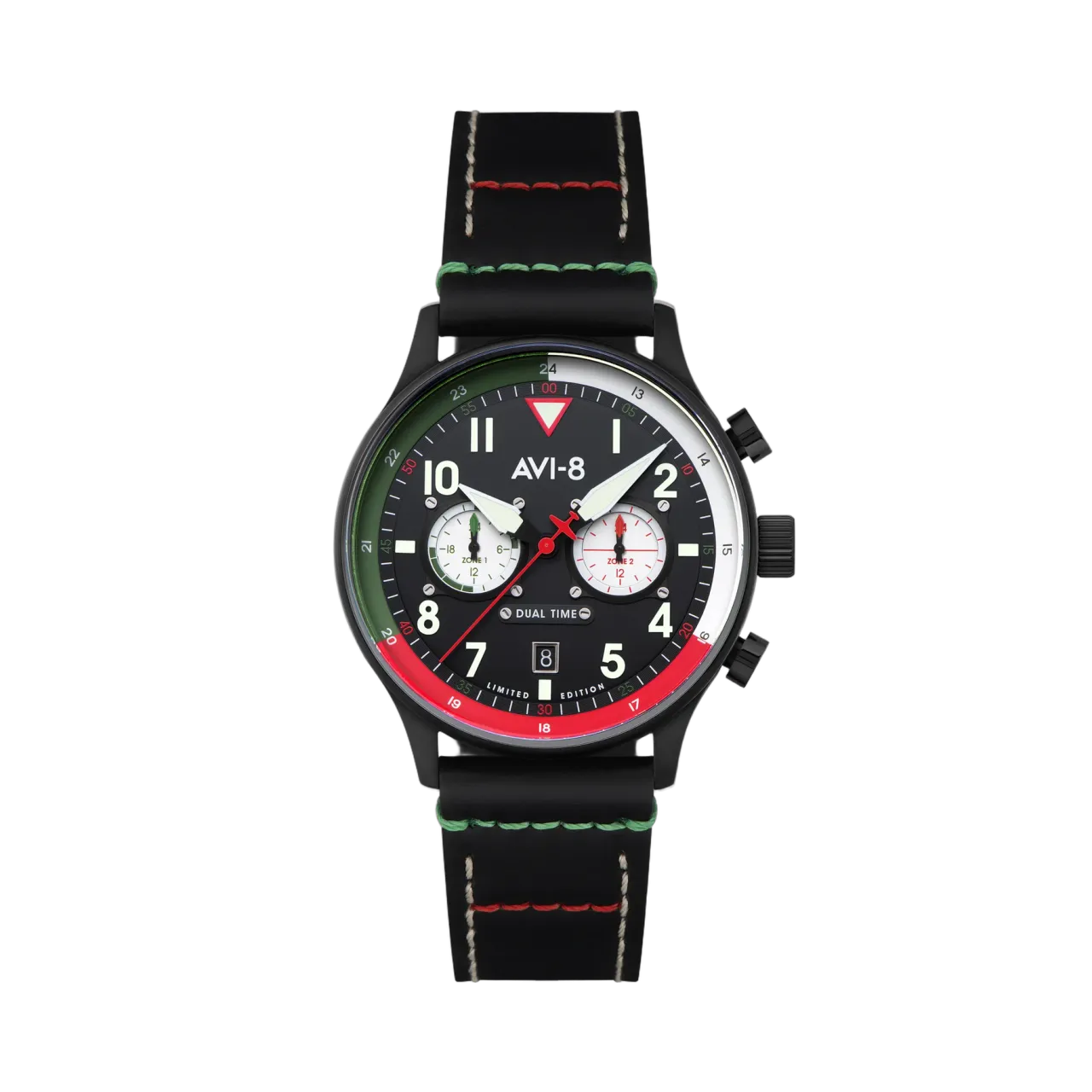 AVI-8 Hawker Hurricane Carey Dual Time Tri Color Black AV408808