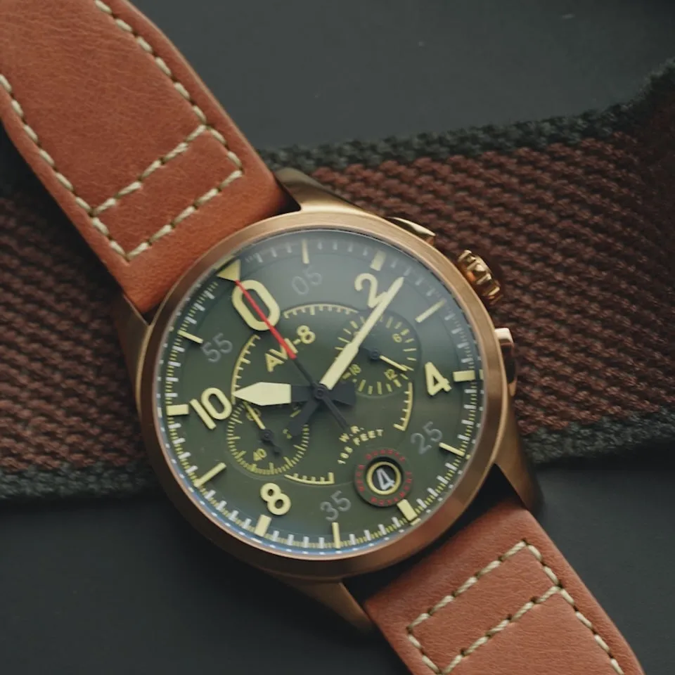 AVI-8 Spitfire Lock Chronograph Otomatik Yeşil AV408902 detay görseli 1
