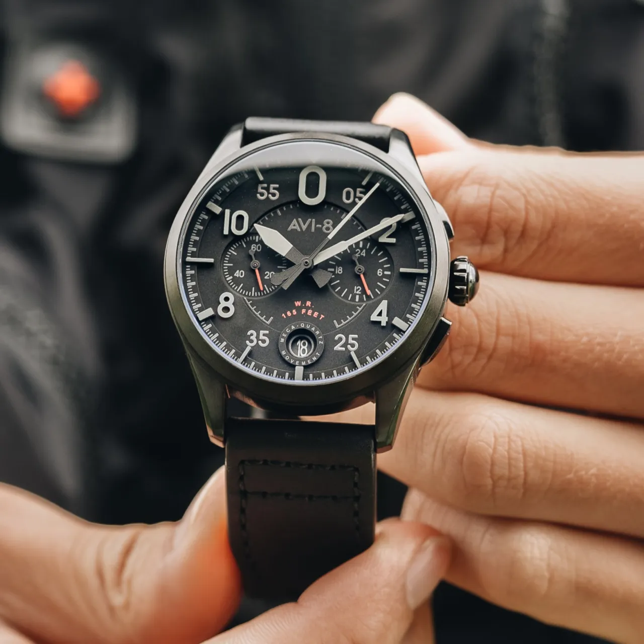 AVI-8 Spitfire Lock Chronograph Slate Black AV408903 detay görseli 4