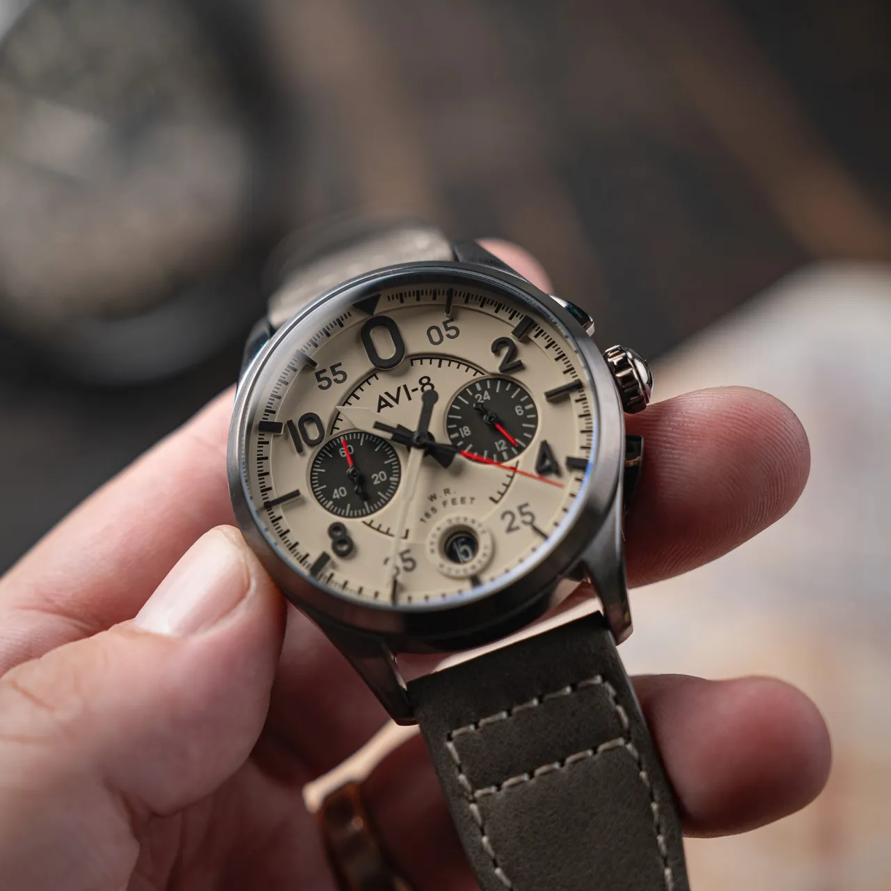 AVI-8 Spitfire Lock Chronograph Cream AV408906 detay görseli 4