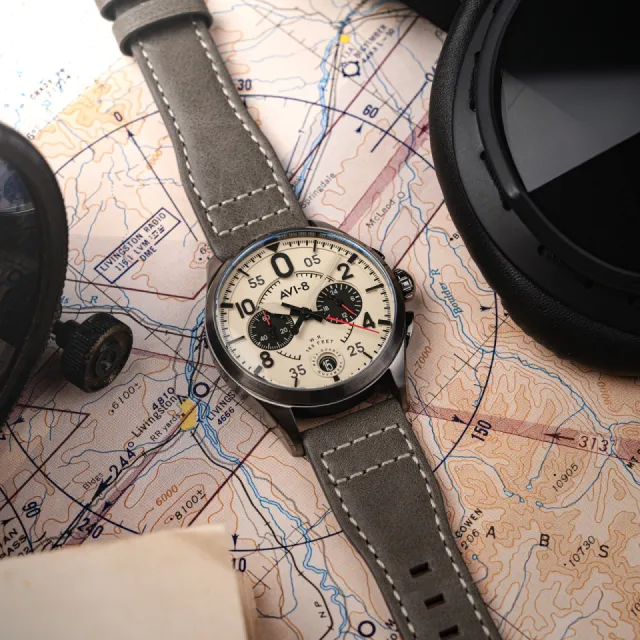 AVI-8 Spitfire Lock Chronograph Cream AV408906 Görsel 3