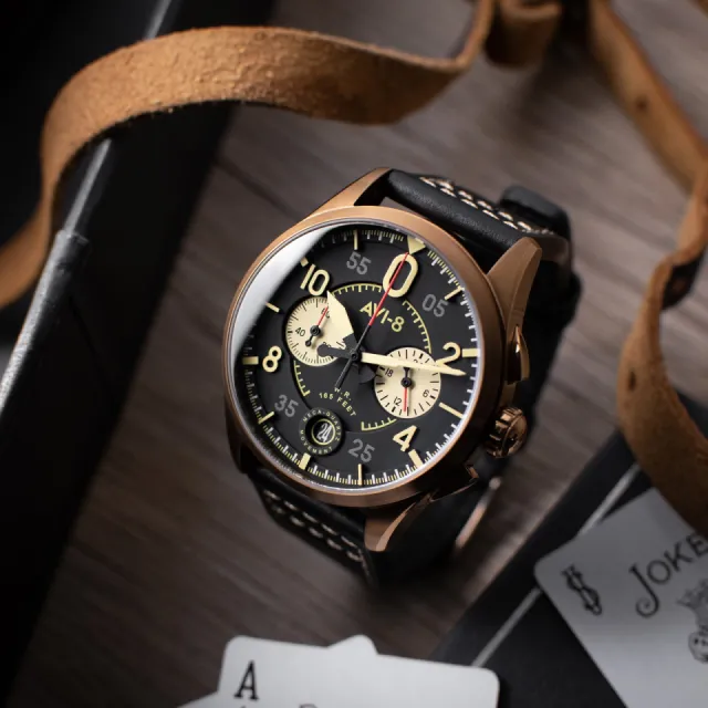 AVI-8 Spitfire Lock Chronograph Black AV408907 Görsel 3