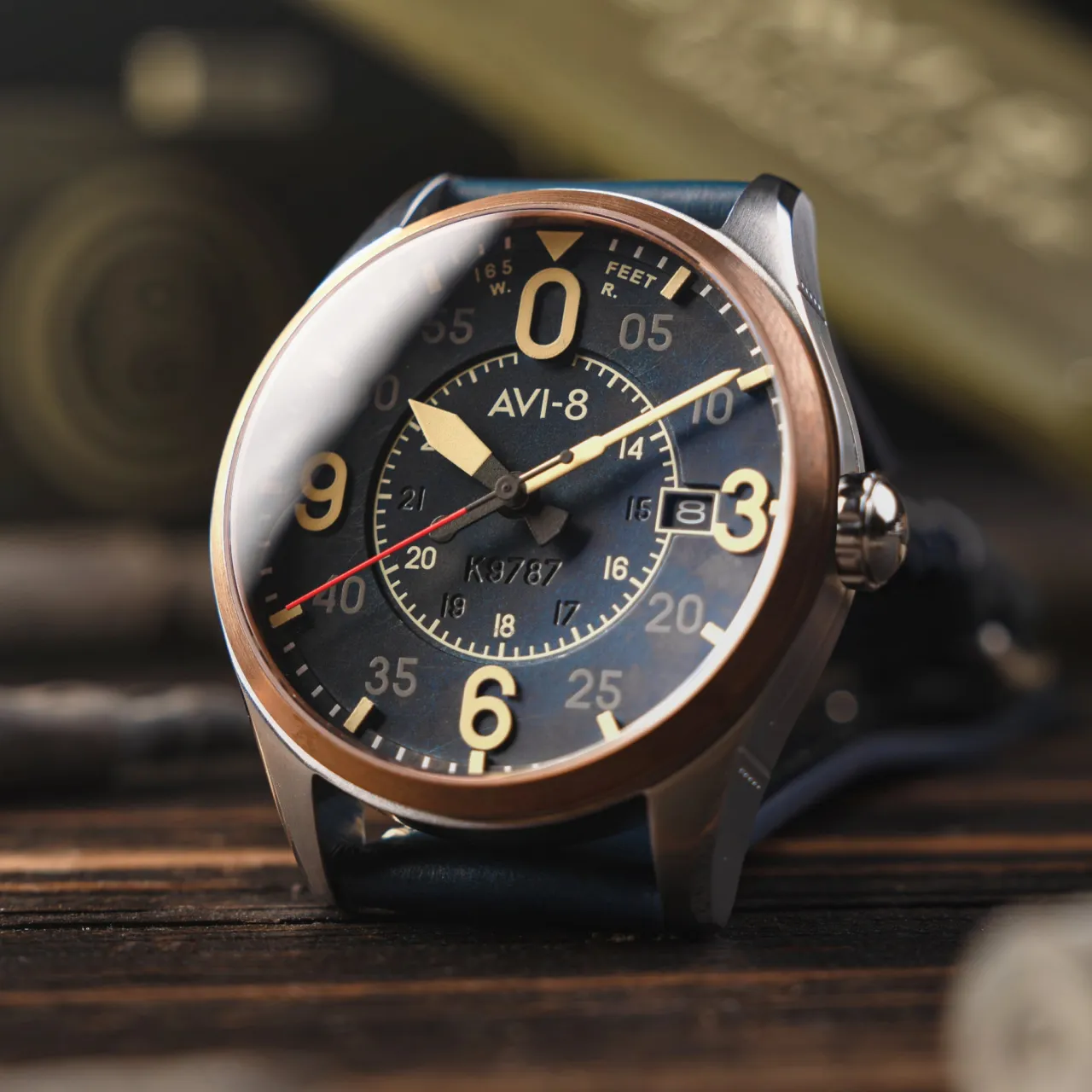 AVI-8 Spitfire Smith Automatic Distressed Blue AV409005 detay görseli 4