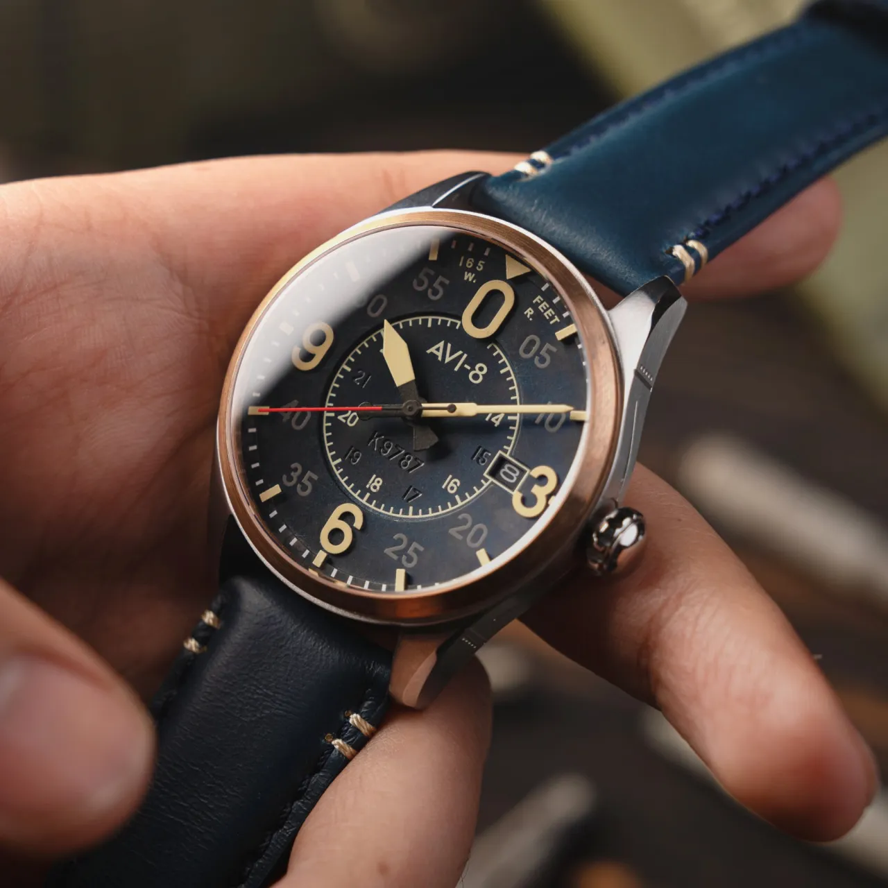 AVI-8 Spitfire Smith Automatic Distressed Blue AV409005 detay görseli 5
