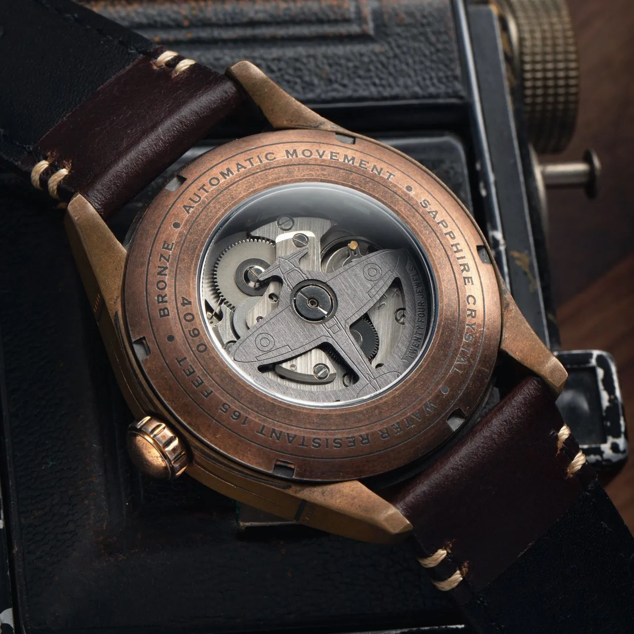 AVI-8 Spitfire Smith Automatic Oxidized Bronze AV409007 detay görseli 5