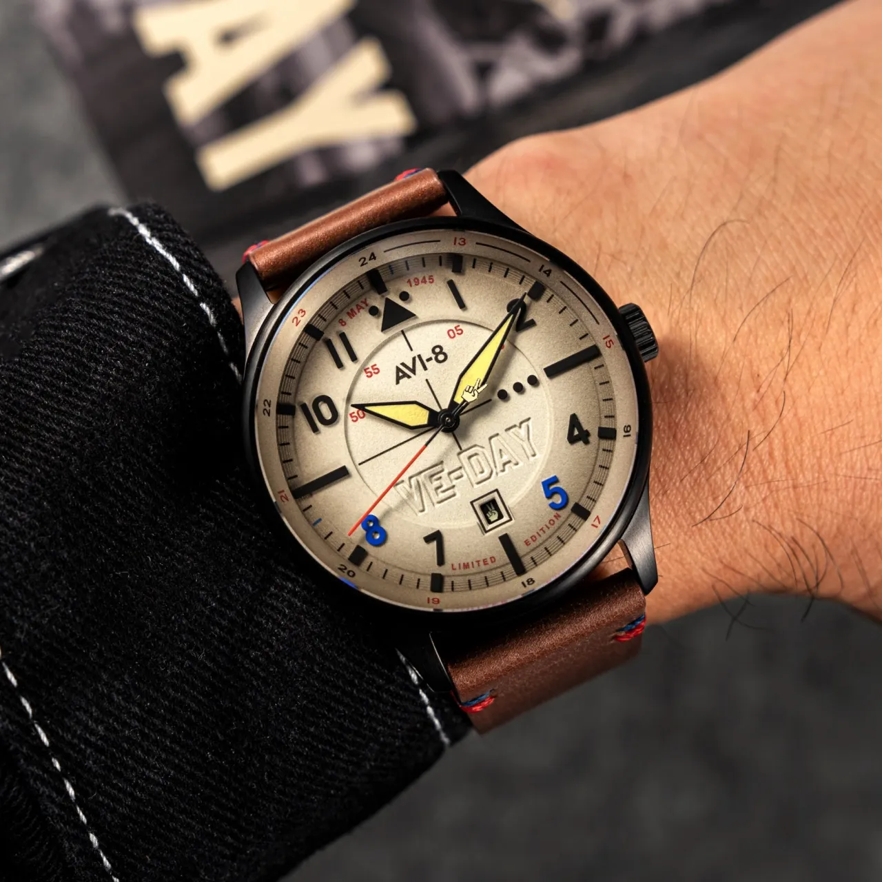 AVI-8 Hawker Hurricane Kent Automatic Vanguard Beige AV409406 detay görseli 2