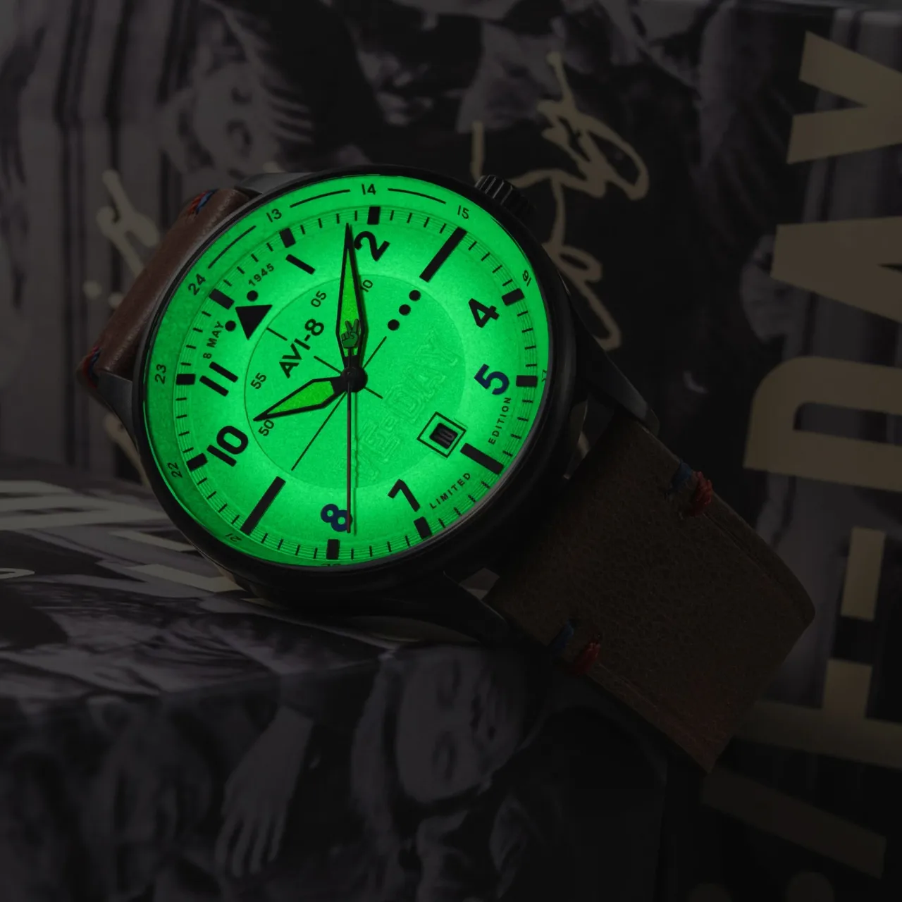 AVI-8 Hawker Hurricane Kent Automatic Vanguard Beige AV409406 detay görseli 4