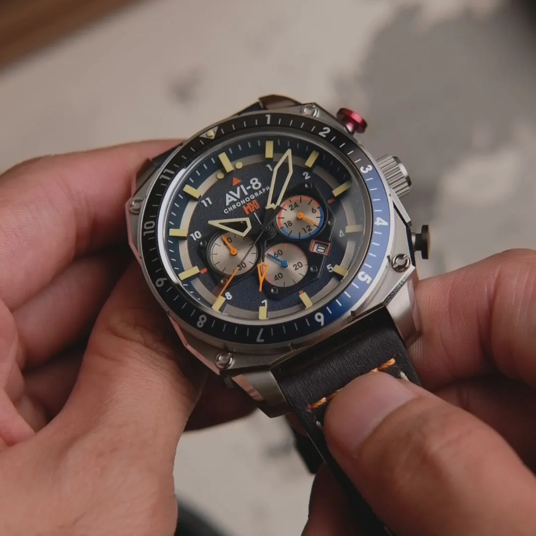 AVI-8 Hawker Hunter Atlas Dual Time Chronograph Pavillion Blue AV410002 detay görseli 1