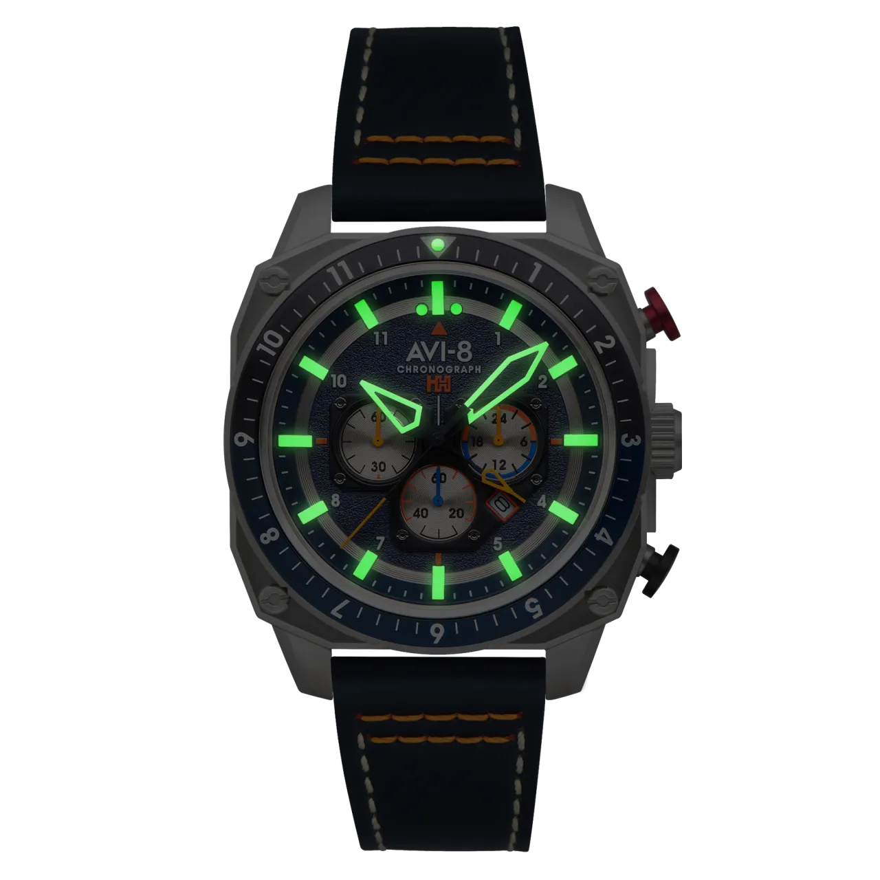 AVI-8 Hawker Hunter Atlas Dual Time Chronograph Pavillion Blue AV410002 detay görseli 4