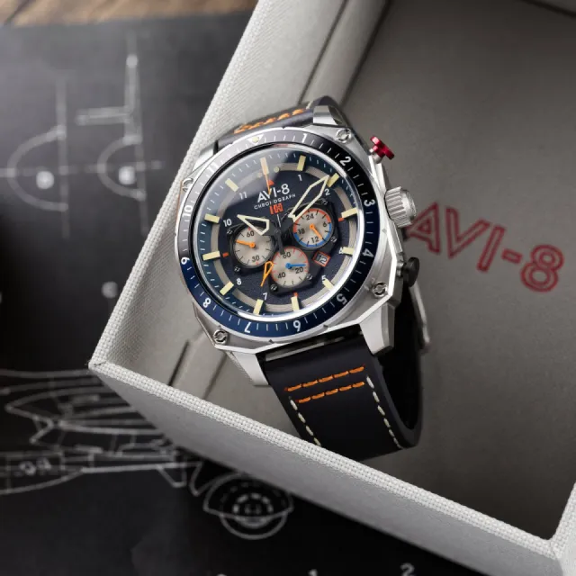 AVI-8 Hawker Hunter Atlas Dual Time Chronograph Pavillion Blue AV410002 Görsel 6