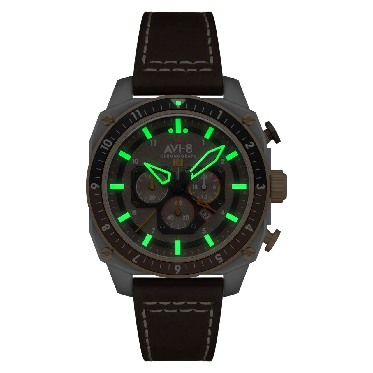 AVI-8 Hawker Hunter Atlas Dual Time Chronograph Slate Grey AV410005 detay görseli 3