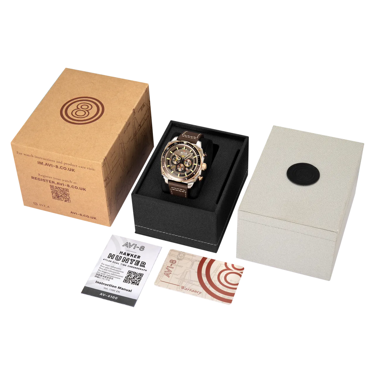 AVI-8 Hawker Hunter Atlas Dual Time Chronograph Slate Grey AV410005 detay görseli 5