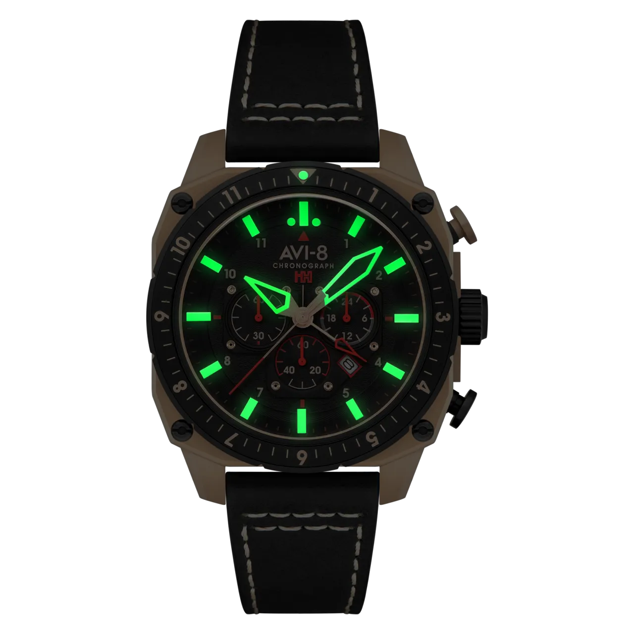 AVI-8 Hawker Hunter Atlas Dual Time Chronograph Black AV410006 detay görseli 3