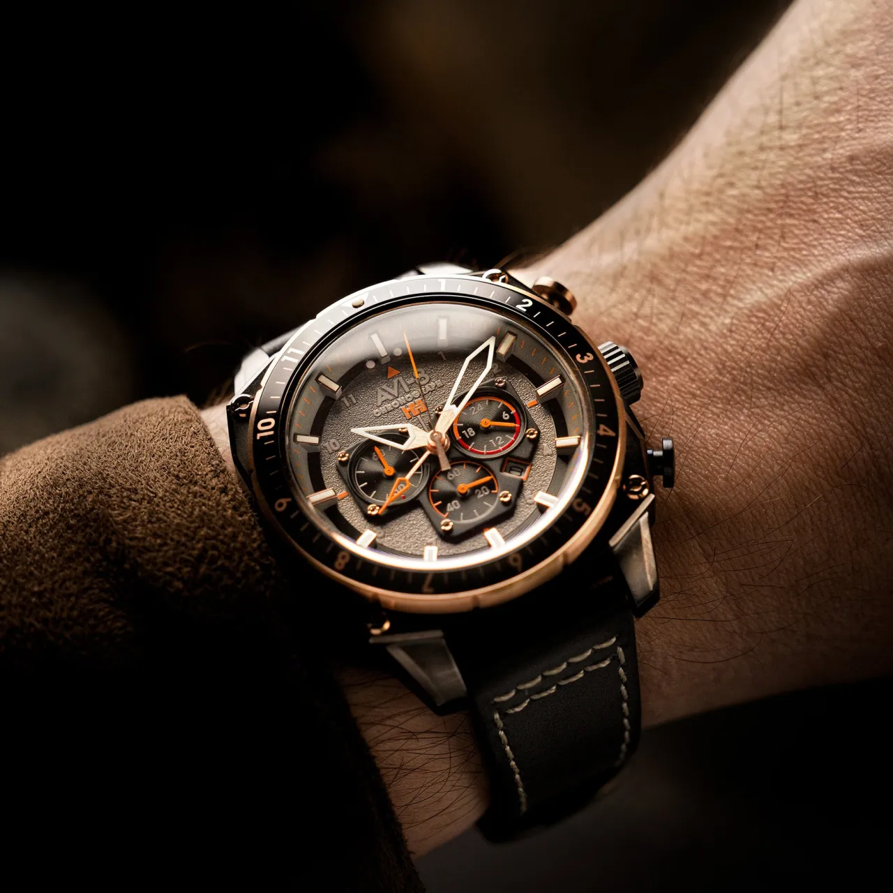 AVI-8 Hawker Hunter Atlas Dual Time Chronograph Charcoal Grey AV410007 detay görseli 2
